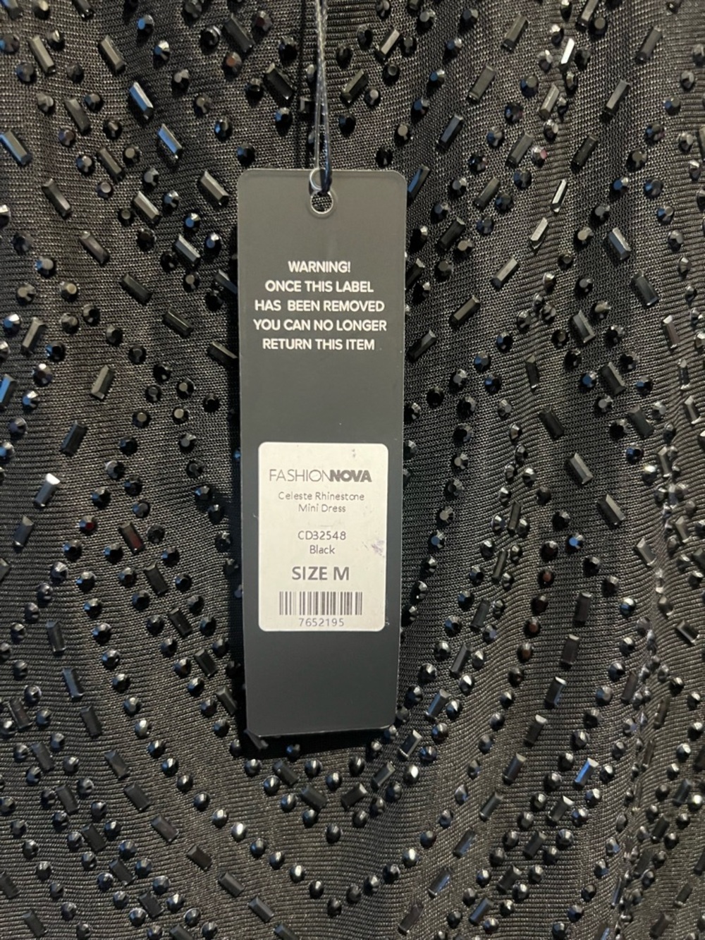 Fashion Nova Black Beaded Deep V Mini Dress - Picture 3 of 3